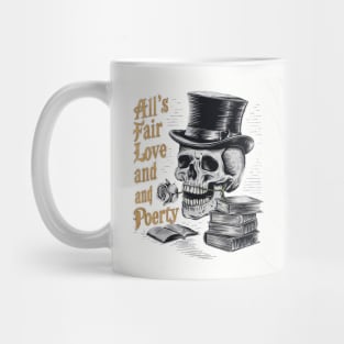 all s fair in love and poetry skull vintage Mug